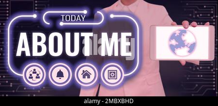 Handschriftlicher Text über mich. Geschäftsidee Meine persönlichen Eigenschaften Informationen „Gefällt mir“ und „Abneigung“ Stockfoto