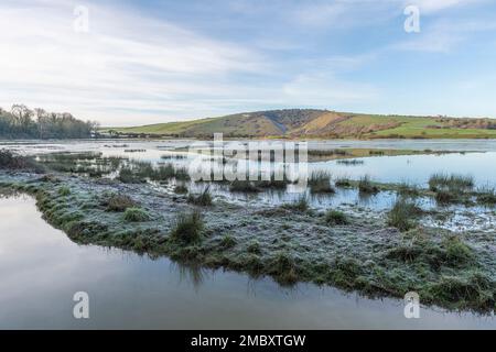 Überschwemmungen im Ouse River Valley im Winter - Januar Stockfoto