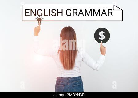 Inspiration mit Zeichen Englisch Grammatik, Kurse zum Business Approach decken alle Ebenen des Sprech- und Schreibens in englisch ab Stockfoto