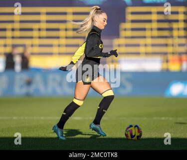 Academy Stadium, Manchester, Großbritannien. 21. Januar 2023. Damen Super League Football, Manchester City gegen Aston Villa; Alisha Lehmann von Aston Villa Women während des Warm-Up Credit: Action Plus Sports/Alamy Live News Stockfoto