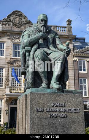 Statue von Johan van Oldenbarneveld, niederländischer Staatsmann (1547-1619), Den Haag, Holland, Niederlande Stockfoto