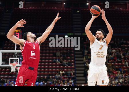 Mailand, Italien. 20. Januar 2023. Amine Noua (Asvel Lyon Villeurbanne) während EA7 Emporio Armani Milano vs Lyon-Villeurbanne, Basketball Euroleague Championship in Mailand, Italien, Januar 20 2023 Editorial Usage Only Credit: Independent Photo Agency/Alamy Live News Stockfoto