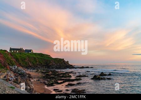 Sonnenuntergang am Outer Hope von South Milton Sands in Devon Stockfoto