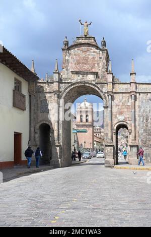 Santa Clara Bogen und Tempel, Cusco, Peru Stockfoto