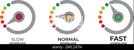 Ein Vektor von Tachometern mit langsamem, normalem und schnellem Download Stock Vektor