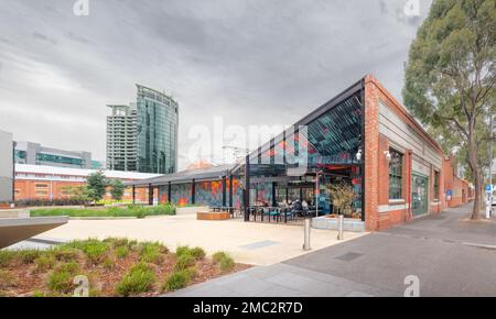 Melbourne, Australien: Café und Bar für den Campus der University of Melbourne von Searle x Waldron Architecture Stockfoto