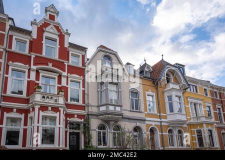 Farbenfrohe Grunderzeit-Häuser im Stadtteil Poppelsdorf - Bonn Stockfoto