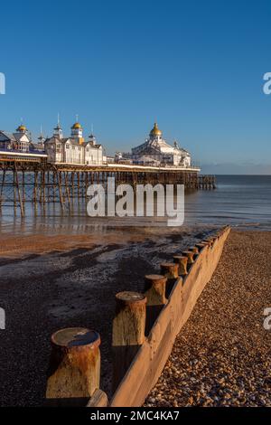 Eastbourne Pier, an der Südküste der Grafschaft East Sussex, in England, Großbritannien. Stockfoto