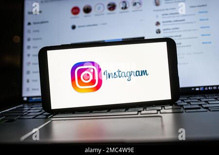 Polen. 20. Januar 2023. In dieser Abbildung wird ein Instagram-Logo auf einem Smartphone angezeigt. Kredit: SOPA Images Limited/Alamy Live News Stockfoto