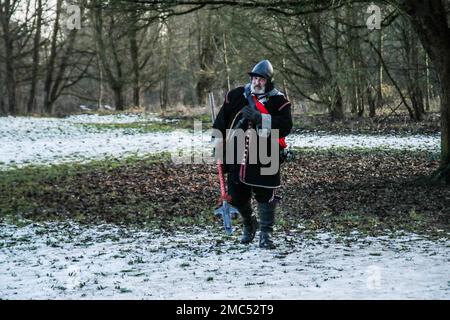 Nantwich Chesthire 21 . Januar 2023 die Schlacht von Nantwich wurde am 25 . Januar 1644 in Cheshirte während des ersten Englischen Bürgerkriegs geführt . Sir Thomas Fairfax, der Befehlshaber einer parlamentarischen Hilfstruppe, besiegte Lord Byron und den Royalisten der Sieg des Parlaments stoppte eine Reihe von Royalistischen Erfolgen in der Gegend und war ein großer Rückschlag für König Charles geplante Militärkampagne für 1644.Paul Quezada-Neiman/Alamy Live News Stockfoto