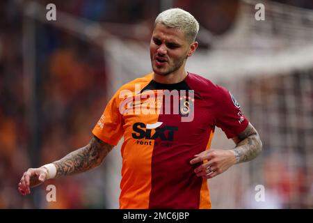 ISTANBUL, TÜRKEI - 21. JANUAR: Mauro Icardi von Galatasaray SK während des Super-Lig-Spiels zwischen Galatasaray SK und Antalyaspor im NEF-Stadion am 21. Januar 2023 in Istanbul, Türkei (Foto von Orange Pictures) Stockfoto