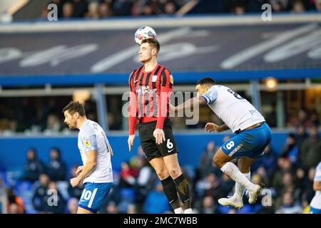 Liam Lindsay von Preston (C) während des Sky Bet Championship-Spiels zwischen Birmingham City und Preston North End in St. Andrews, Birmingham, am Samstag, den 21. Januar 2023. (Kredit: Gustavo Pantano | MI News) Kredit: MI News & Sport /Alamy Live News Stockfoto