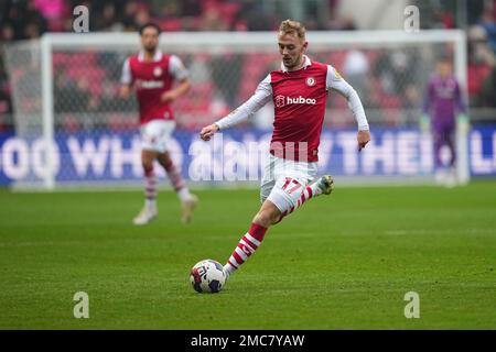 Mark Sykes von Bristol City in Aktion während des EFL Sky Bet Championship-Spiels zwischen Bristol City und Blackburn Rovers am Ashton Gate, Bristol, England, am 21. Januar 2023. Foto von Scott Boulton. Nur redaktionelle Verwendung, Lizenz für kommerzielle Verwendung erforderlich. Keine Verwendung bei Wetten, Spielen oder Veröffentlichungen von Clubs/Ligen/Spielern. Kredit: UK Sports Pics Ltd/Alamy Live News Stockfoto