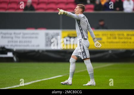 Thomas Kaminski von Blackburn Rovers in Aktion während des EFL Sky Bet Championship-Spiels zwischen Bristol City und Blackburn Rovers am Ashton Gate, Bristol, England, am 21. Januar 2023. Foto von Scott Boulton. Nur redaktionelle Verwendung, Lizenz für kommerzielle Verwendung erforderlich. Keine Verwendung bei Wetten, Spielen oder Veröffentlichungen von Clubs/Ligen/Spielern. Kredit: UK Sports Pics Ltd/Alamy Live News Stockfoto
