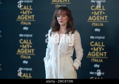 Die Schauspielerin Sara Lazzaro nimmt am 18. Januar 2023 im Space Moderno Cinema in Rom, Italien, an der Fotokonferenz „Call my Agent“ Teil. (Foto: Luca Carlino/NurPhoto)0 Kredit: NurPhoto SRL/Alamy Live News Stockfoto