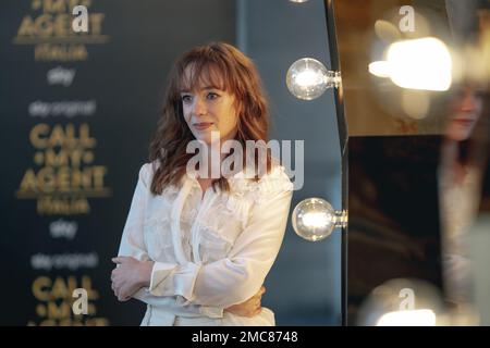 Die Schauspielerin Sara Lazzaro nimmt am 18. Januar 2023 im Space Moderno Cinema in Rom, Italien, an der Fotokonferenz „Call my Agent“ Teil. (Foto: Luca Carlino/NurPhoto)0 Kredit: NurPhoto SRL/Alamy Live News Stockfoto