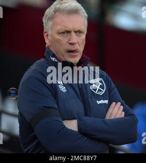 London, Großbritannien. 21. Januar 2023. Während des Fußballspiels der englischen Premier League zwischen West Ham United gegen Everton im Londoner Stadion, London, am 21. Januar 2023. Gutschrift: Action Foto Sport/Alamy Live News Stockfoto