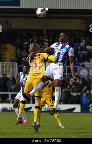 Hartlepool, Großbritannien. 21. Januar 2023. Während des Spiels der Sky Bet League 2 zwischen Hartlepool United und Rochdale im Victoria Park, Hartlepool, am Samstag, den 21. Januar 2023. (Kredit: Scott Llewellyn | MI News) Kredit: MI News & Sport /Alamy Live News Stockfoto