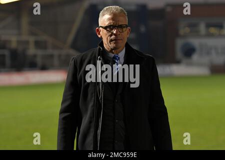 Hartlepool, Großbritannien. 21. Januar 2023. Keith Curle, Manager von Hartlepool United, während des Spiels der Sky Bet League 2 zwischen Hartlepool United und Rochdale im Victoria Park, Hartlepool, am Samstag, den 21. Januar 2023. (Kredit: Scott Llewellyn | MI News) Kredit: MI News & Sport /Alamy Live News Stockfoto