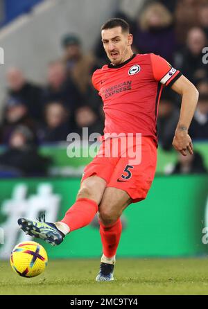 Leicester, England, 21. Januar 2023. Lewis Dunk von Brighton während des Premier League-Spiels im King Power Stadium in Leicester. Das Bild sollte lauten: Darren Staples/Sportimage Stockfoto