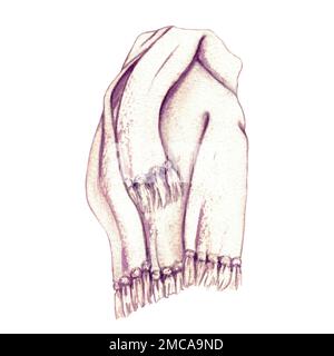 Kariert. Aquarelle Illustration der Innenausstattung des Wohnzimmers. Clipart (Clipart). Dekorelemente auf weißem Hintergrund. Stockfoto