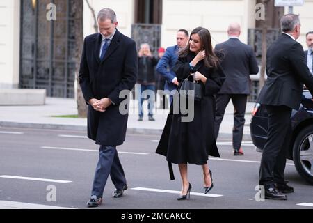 Madrid, Spanien. 19. Januar 2023. König Felipe VI von Spanien und Königin Letizia von Spanien nehmen am 19. Januar 2023 an einem Treffen im Hauptsitz der RAE (Royal Spanish Academy) in Madrid, Spanien Teil (Foto: Oscar Gonzalez/NurPhoto) Kredit: NurPhoto SRL/Alamy Live News Stockfoto