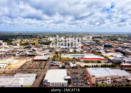 Downtown von Christchurch City in Neuseeland Canterbury - unvergleichlicher Blick auf die Stadt. Stockfoto