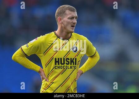 Cardiff, Großbritannien. 21. Januar 2023. George Saville #23 von Millwall während des Sky Bet Championship-Spiels Cardiff City vs Millwall im Cardiff City Stadium, Cardiff, Großbritannien, 21. Januar 2023 (Foto von Mike Jones/News Images) in Cardiff, Großbritannien, am 1./21. Januar 2023. (Foto: Mike Jones/News Images/Sipa USA) Guthaben: SIPA USA/Alamy Live News Stockfoto