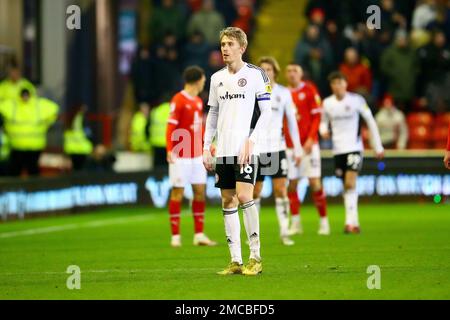 Oakwell Stadium, Barnsley, England - 21. Januar 2023 Harvey Rodgers (16) von Accrington Stanley - während des Spiels Barnsley gegen Accrington Stanley, Sky Bet League One, 2022/23, Oakwell Stadium, Barnsley, England - 21. Januar 2023 Guthaben: Arthur Haigh/WhiteRosePhotos/Alamy Live News Stockfoto