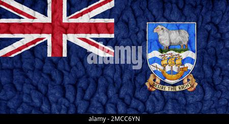 Flagge der Falklandinseln auf strukturiertem Hintergrund. Konzeptcollage. Stockfoto