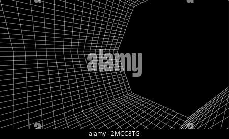 Abstrakter Computerhintergrund im 80s-Stil. Innenausstattung in SCI-Fi-Architektur mit Retro-Linien. Synthwave- oder retrowave-Rasterraum Stock Vektor