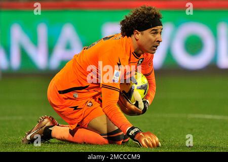 Salerno, Italien. 21. Januar 2023. Guillermo Ochoa Spieler aus Salernitana, während des Spiels der italienischen Serie A zwischen Salernitana und Neapel Endergebnis, Salernitana 0, Neapel 2, gespielt im Arechi-Stadion. Salerno, Italien, 21. Januar 2023. (Foto: Vincenzo Izzo/Sipa USA) Guthaben: SIPA USA/Alamy Live News Stockfoto