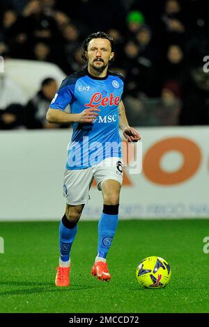 Salerno, Italien. 21. Januar 2023. Mário Rui Spieler aus Neapel, während des Spiels der italienischen Serie A zwischen Salernitana und Neapel Endergebnis, Salernitana 0, Neapel 2, gespielt im Arechi Stadion. Salerno, Italien, 21. Januar 2023. (Foto: Vincenzo Izzo/Sipa USA) Guthaben: SIPA USA/Alamy Live News Stockfoto