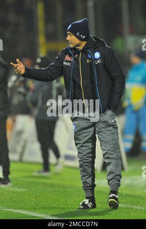 Salerno, Italien. 21. Januar 2023. Luciano Spalletti Trainer aus Neapel, während des Spiels der italienischen Serie A zwischen Salernitana und Neapel Endergebnis, Salernitana 0, Neapel 2, gespielt im Arechi-Stadion. Salerno, Italien, 21. Januar 2023. (Foto: Vincenzo Izzo/Sipa USA) Guthaben: SIPA USA/Alamy Live News Stockfoto