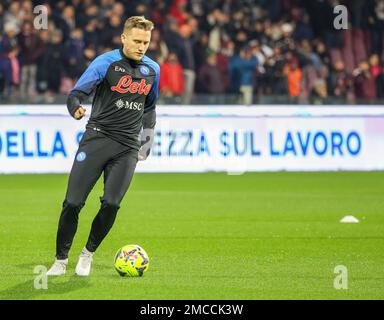 Salerno, Kampanien, Italien. 21. Januar 2023. Piotr Zielinski von SSC Napoli während des italienischen Fußballspiels der Serie A FC Salernitana gegen SSC Napoli am 21January., 2023 im Arechi-Stadion in Salerno. (Kreditbild: © Fabio Sasso/ZUMA Press Wire) NUR REDAKTIONELLE VERWENDUNG! Nicht für den kommerziellen GEBRAUCH! Stockfoto
