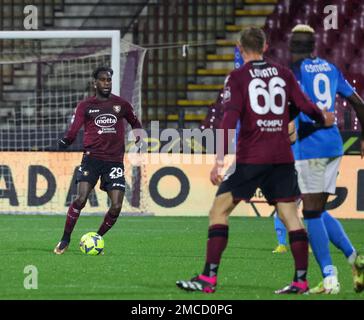 Salerno, Kampanien, Italien. 21. Januar 2023. Grigoris Kastanos von US Salernitana während des italienischen Fußballspiels der Serie A FC Salernitana gegen SSC Napoli am 21January., 2023 im Arechi-Stadion in Salerno. (Kreditbild: © Fabio Sasso/ZUMA Press Wire) NUR REDAKTIONELLE VERWENDUNG! Nicht für den kommerziellen GEBRAUCH! Stockfoto