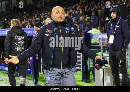 Salerno, Kampanien, Italien. 21. Januar 2023. Luciano Spalletti Trainer der SSC Napoli während des italienischen Fußballspiels der Serie A FC Salernitana gegen SSC Napoli am 21January., 2023 im Arechi-Stadion in Salerno. (Kreditbild: © Fabio Sasso/ZUMA Press Wire) NUR REDAKTIONELLE VERWENDUNG! Nicht für den kommerziellen GEBRAUCH! Stockfoto