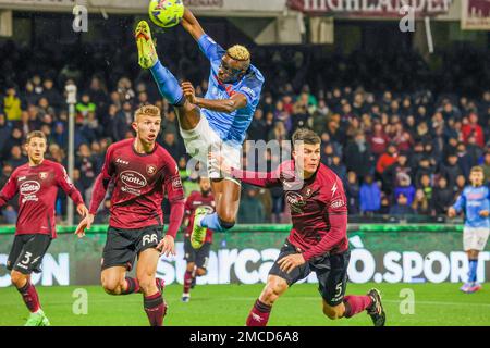 Salerno, Kampanien, Italien. 21. Januar 2023. Victor Osimhen von SSC Napoli während des italienischen Fußballspiels der Serie A FC Salernitana gegen SSC Napoli am 21January., 2023 im Arechi-Stadion in Salerno. (Kreditbild: © Fabio Sasso/ZUMA Press Wire) NUR REDAKTIONELLE VERWENDUNG! Nicht für den kommerziellen GEBRAUCH! Stockfoto