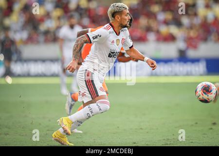 Rio De Janeiro, Brasilien. 21. Januar 2023. Estadio Maracana De Arrascaeta während des Flamengo x Nova Iguacu, ein Spiel, das für den Guanabara Cup gilt, für die Carioca Championship 2023, die diesen Samstag (21 Uhr) im Maracana-Stadion in der Stadt Rio de Janeiro (RJ) stattfindet. (/SPP) (Nayra Halm/SPP) Guthaben: SPP Sport Press Photo. Alamy Live News Stockfoto