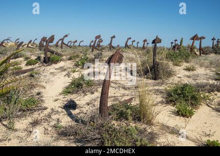 Ankerfriedhof Santa Luzia, Portugal. Stockfoto