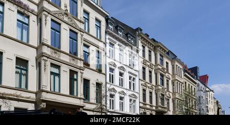 Wunderschön restaurierte historische Fassaden im belgischen Viertel von köln Stockfoto