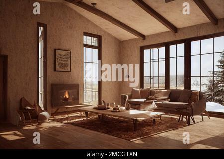 Modernes wohnzimmer im spanischen Stil mit gewölbten Decken Stockfoto