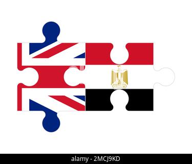 Zusammenhängendes Puzzle von Flaggen von Großbritannien und Ägypten, Vektor Stock Vektor