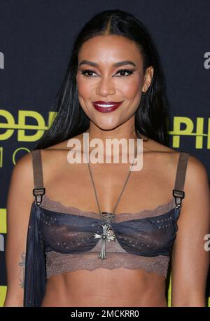 Los Angeles, USA. 21. Januar 2023. Annie Ilonzeh trifft auf der Weltpremiere der ANGST ein, die am Samstag, den 21. Januar 2023, in der Directors Guild of America in Los Angeles, Kalifornien, stattfindet. (Foto: Juan Pablo Rico/Sipa USA) Guthaben: SIPA USA/Alamy Live News Stockfoto