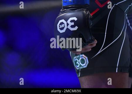 RIO DE JANEIRO, RJ - JANUAR 22: Glove's Details of Jamahal Hill während der UFC 283 Veranstaltung in der Jeunesse Arena am 22. Januar 2023 in Rio de Janeiro, RJ, Brasilien. (Foto von Leandro Bernardes/PxImages) Stockfoto