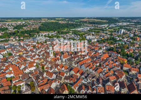 Luftaufnahme nach Biberach in Oberschwaben Stockfoto