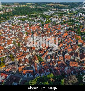 Luftaufnahme nach Biberach in Oberschwaben Stockfoto