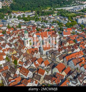 Luftaufnahme nach Biberach in Oberschwaben Stockfoto