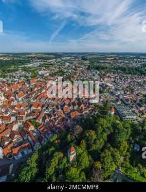 Luftaufnahme nach Biberach in Oberschwaben Stockfoto