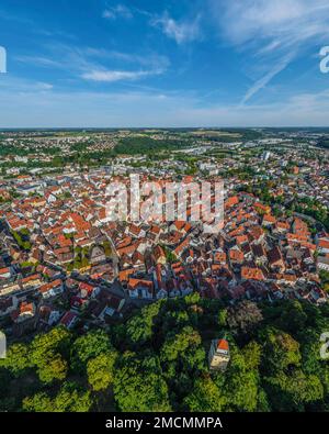 Luftaufnahme nach Biberach in Oberschwaben Stockfoto